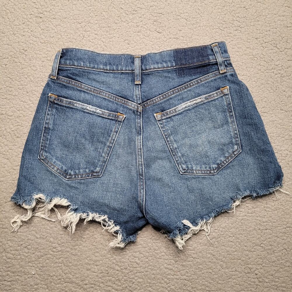 Abercrombie & Fitch Shorts 28 6 Blue Denim The Mom Short High Rise Cutoff Boho - Picture 2 of 5